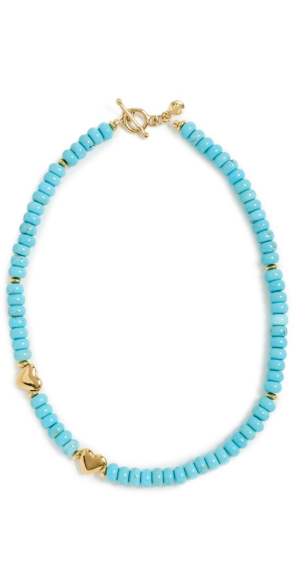 MAYAMAR 24k Turquoise Beaded Heart Necklace Turquois