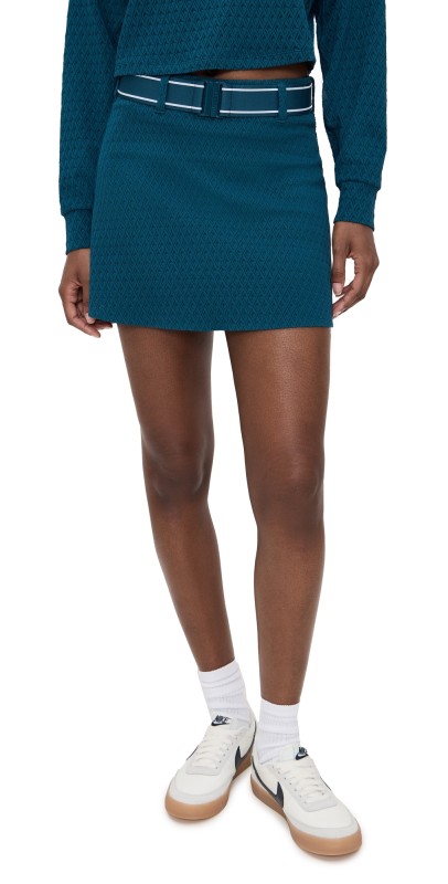 Greyson Diamonds All Day Belted Jacquard Skirt Aegean