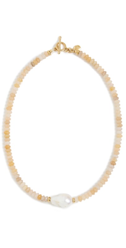 MAYAMAR Topaz Beaded Baroque Pearl Necklace Gold