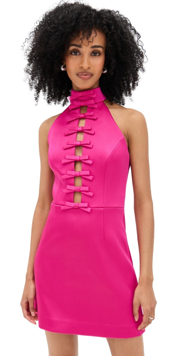 Rebecca Vallance Saskia Bow Mini Dress Pink