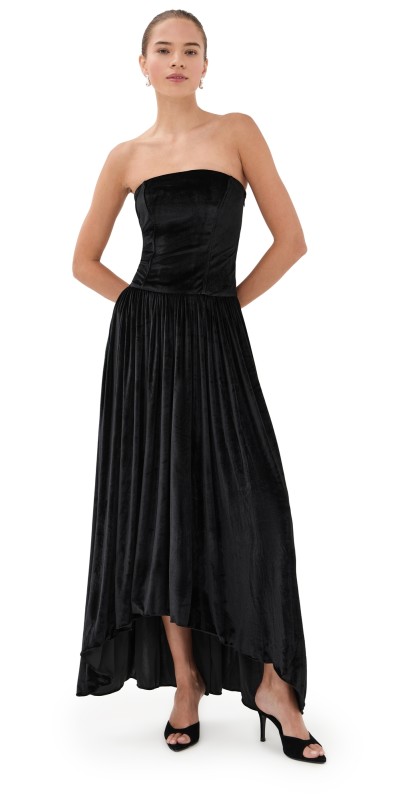 Azeeza Nayara Velvet Midi Dress Black