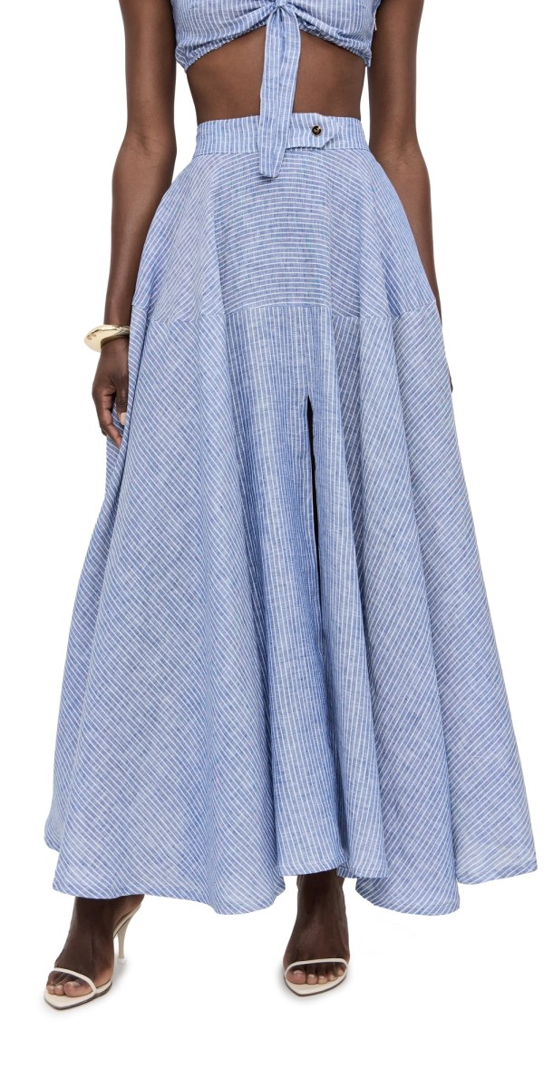 House of Aama Azaka Skirt Blue Stripe