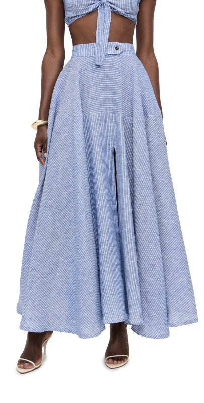 House of Aama Azaka Skirt Blue Stripe
