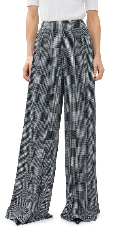 L'AGENCE Nova Pleated Pants White/Black Glen Plaid