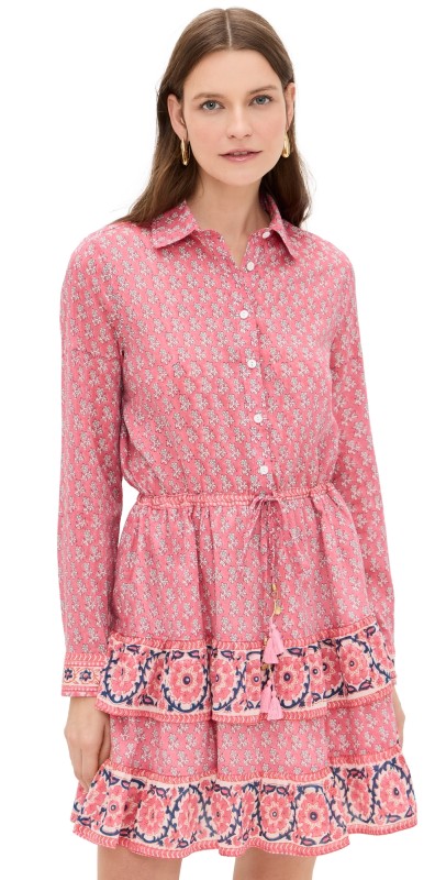 Bell Blake Shirt Dress Pink Navy Print