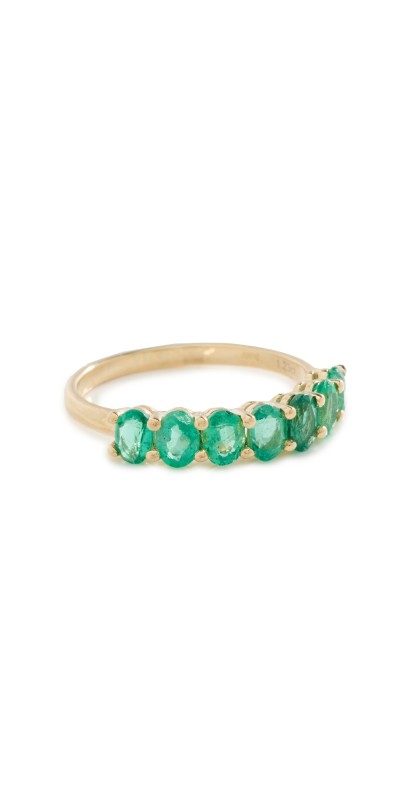 Isa Grutman 18k Half Emerald Eternity Band Yellow Gold