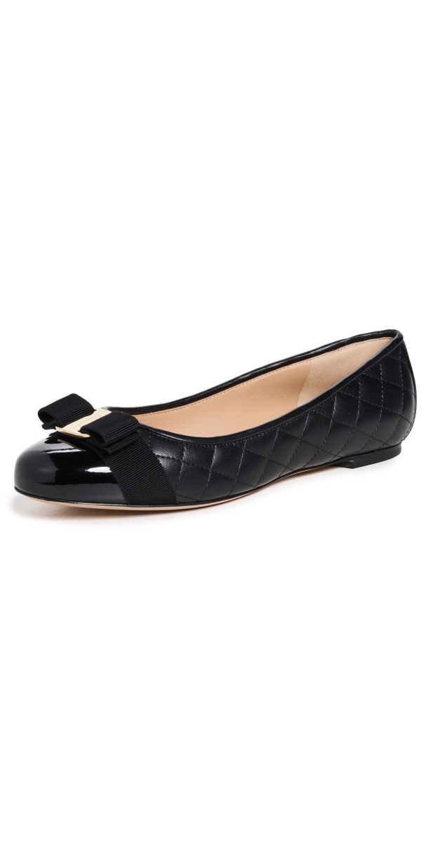FERRAGAMO Varina Q Flats Nero