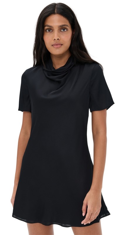 STAUD Iris Silk Dress Black