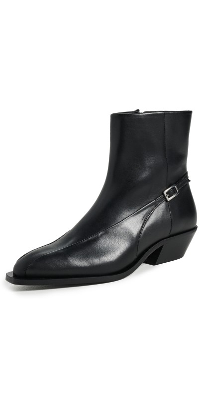 ALOHAS Lizzie Black Leather Ankle Boots Black