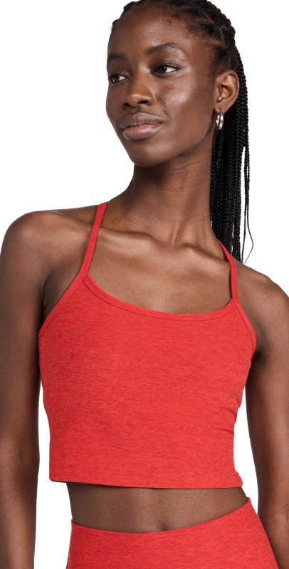 Beyond Yoga Spacedye Slim Racerback Cropped Tank Red Hot-Siren