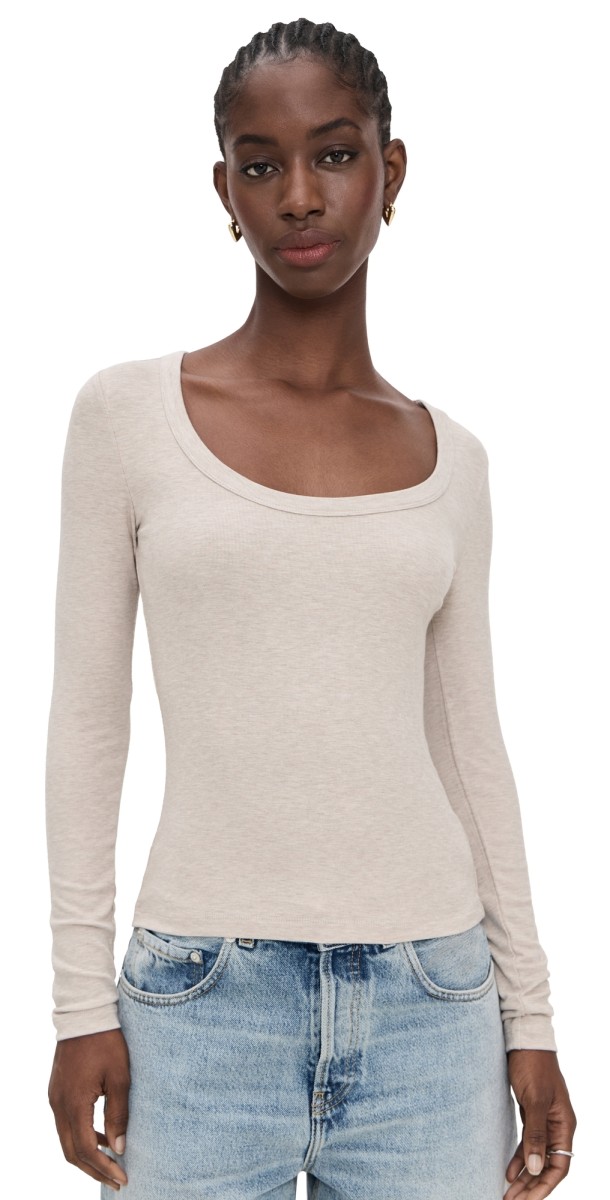 Z Supply Second Skin Scoop Top Oatmeal Heather