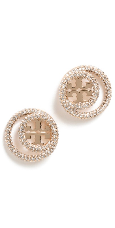 Tory Burch Miller Pave Double Ring Studs Tory Gold/Crystal