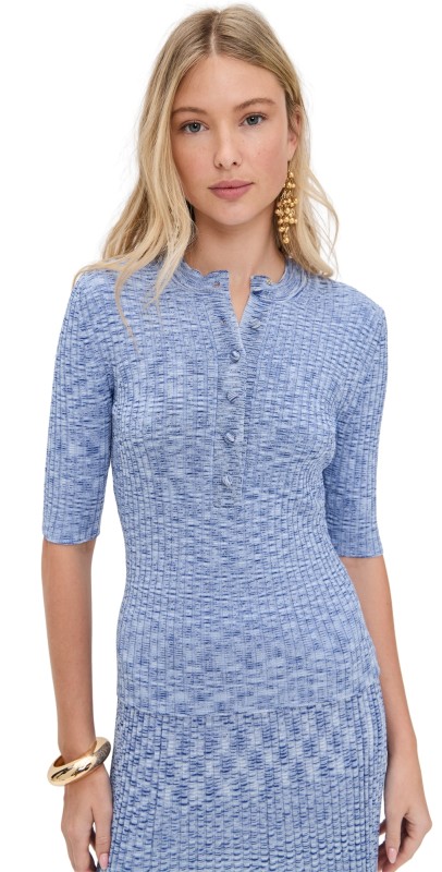 Zimmermann Mouline Short Sleeve Top Blue Multi