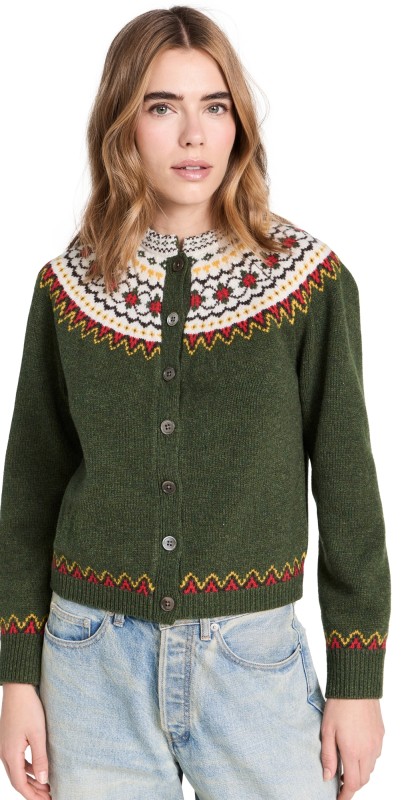 Alex Mill Hilde Fair Isle Cardigan Thyme Multi