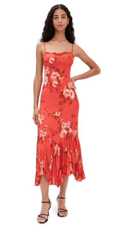 Reformation Aiko Dress Coral Bloom