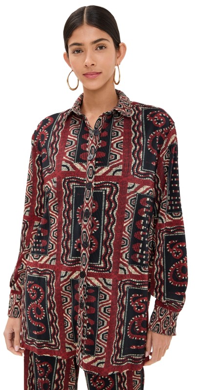 FARM Rio Snake Scarves Black Pleated Shirt Snake Scarves Black