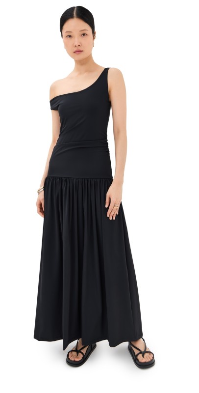 Róhe Off Shoulder Light Scuba Dress Black