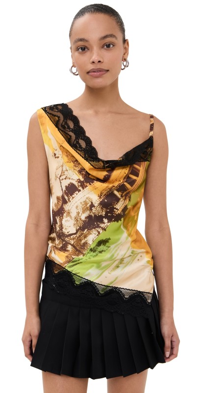 Monse Lace Trim Top Multicolor Print