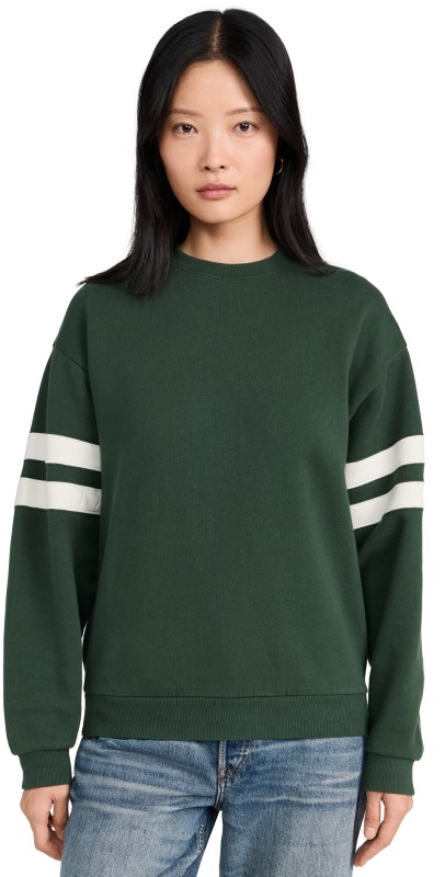 Clare V. Oversized Varsity Sweatshirt Forest