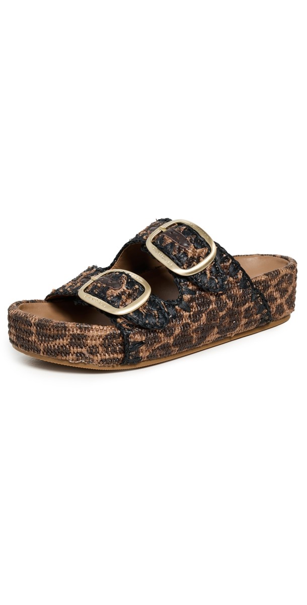 Loeffler Randall Theo Two Band Sandals Leopard/Black