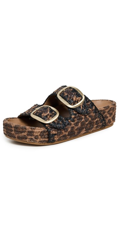 Loeffler Randall Theo Two Band Sandals Leopard/Black