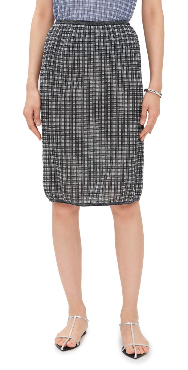 Proenza Schouler White Label Lori Knit Skirt in Plaid Knit Off White/Black