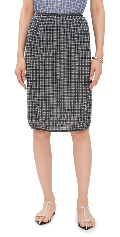 Proenza Schouler White Label Lori Knit Skirt in Plaid Knit Off White/Black