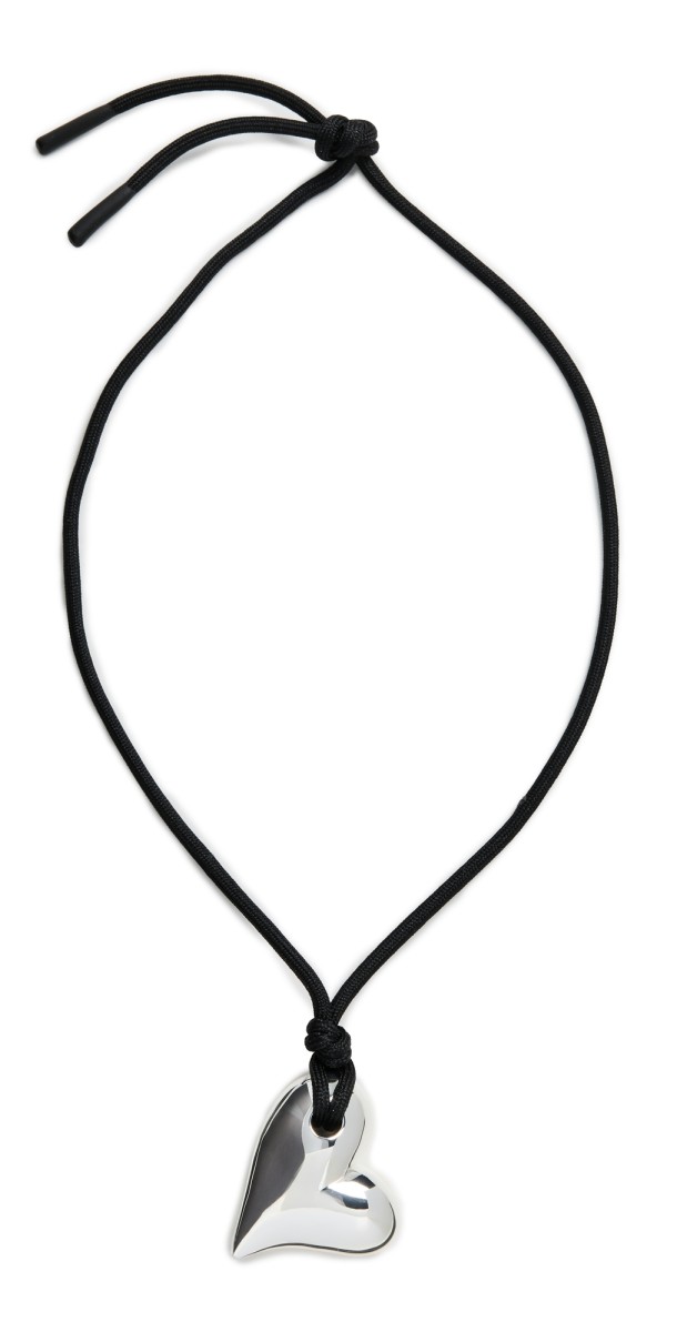 Jenny Bird Art Heart On A String Necklace Silver/Black