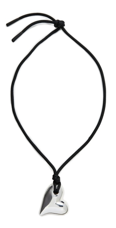 Jenny Bird Art Heart On A String Necklace Silver/Black