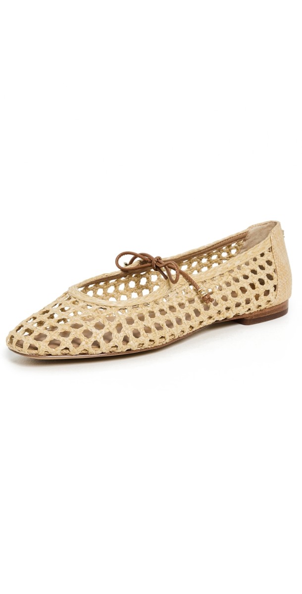 Sam Edelman Marcie Woven Mary Jane Flats Bleached Beechwood/Saddle