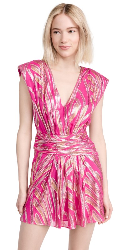 Ramy Brook Reina Dress Hot Pink Metallic Jacquard