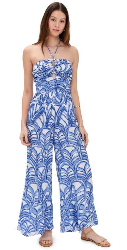 Poupette St Barth Claudia Long Jumpsuit Blue Himba