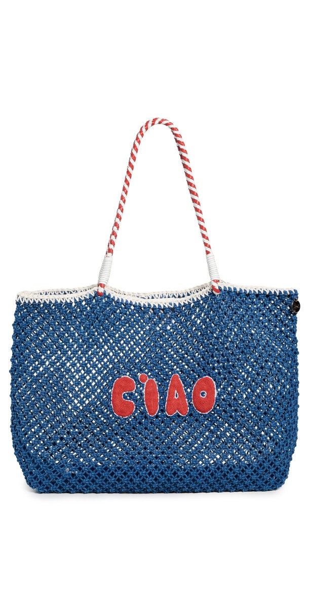 Clare V. L'Ete Tote Cobalt w/ Poppy & Cream Ciao