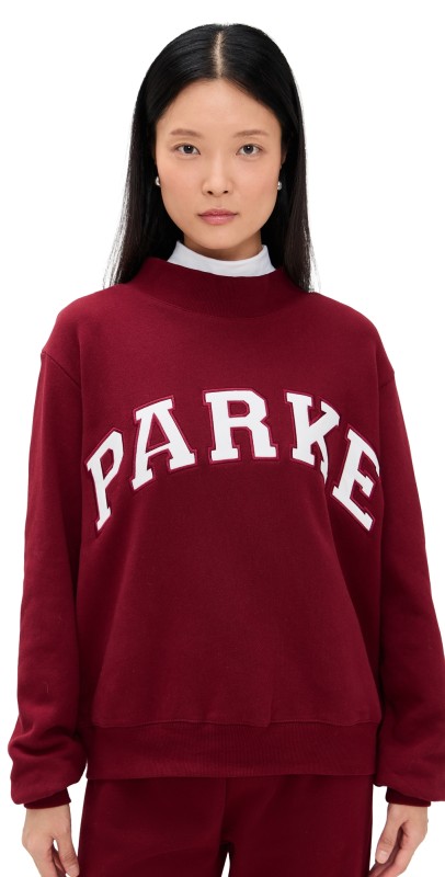 PARKE Varsity Mock Neck Sweatshirt Maroon