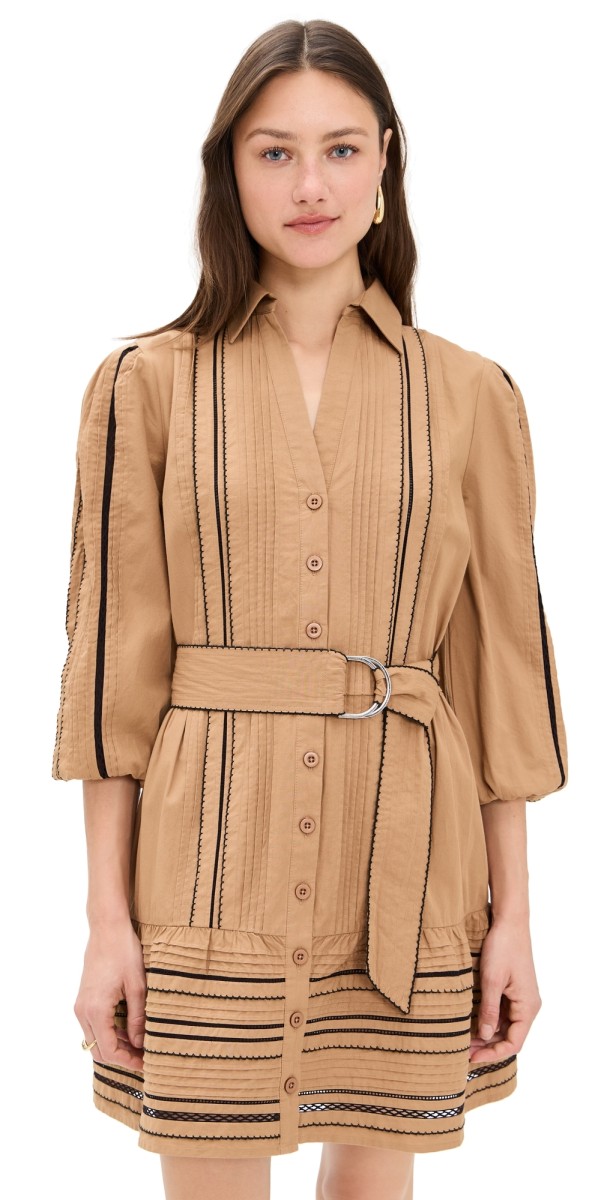 Shoshanna Towns Dress Khaki/Jet