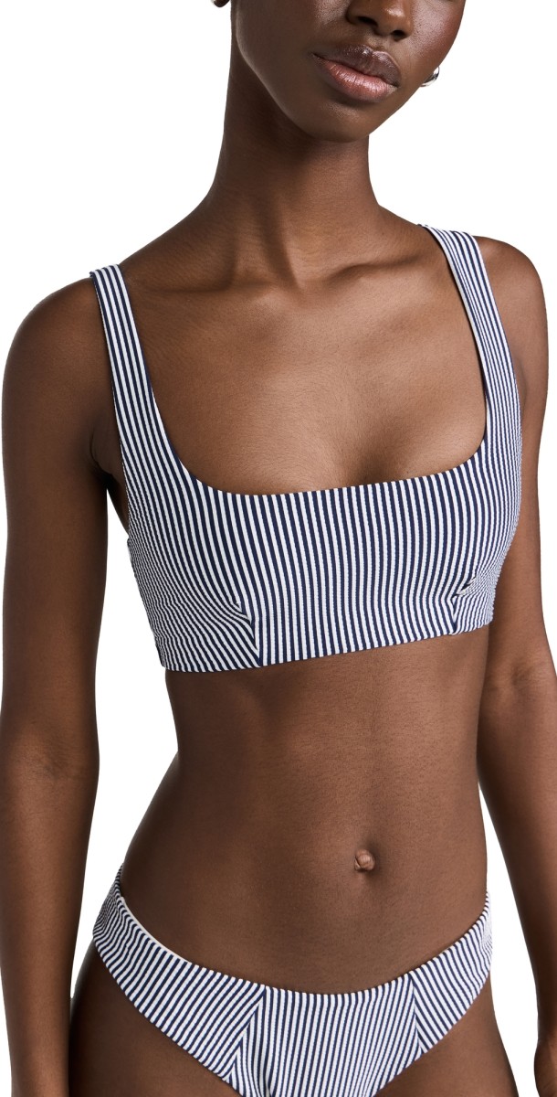 SIMKHAI Huxley Seamed Bikini Top Midnight Stripe