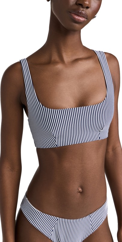 SIMKHAI Huxley Seamed Bikini Top Midnight Stripe
