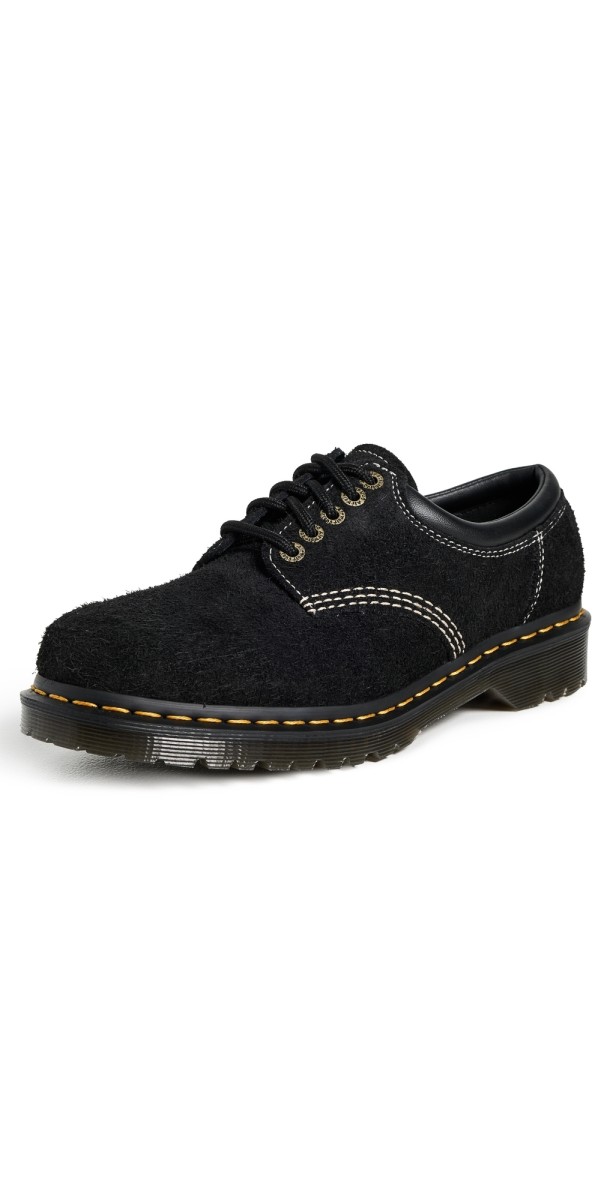 Dr. Martens Black Long Napped Suede Low Boots Black