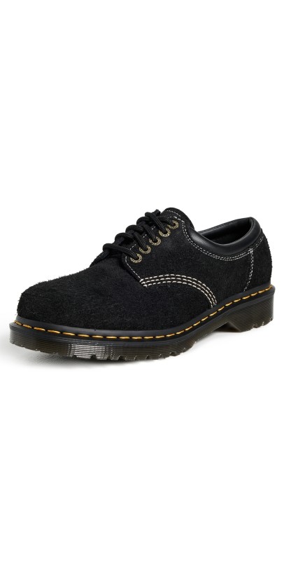Dr. Martens Black Long Napped Suede Low Boots Black
