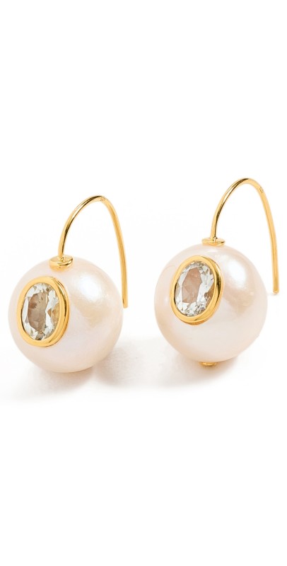 Lizzie Fortunato Pearl Pablo Earrings in Green Amethyst Gr