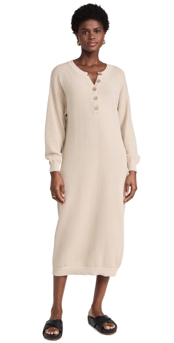 Free People Hailee Sweater Midi Dress Au Lait