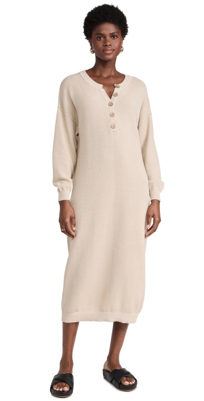 Free People Hailee Sweater Midi Dress Au Lait