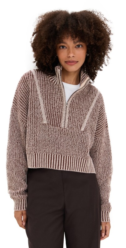 STAUD Cropped Hampton Sweater Bisque