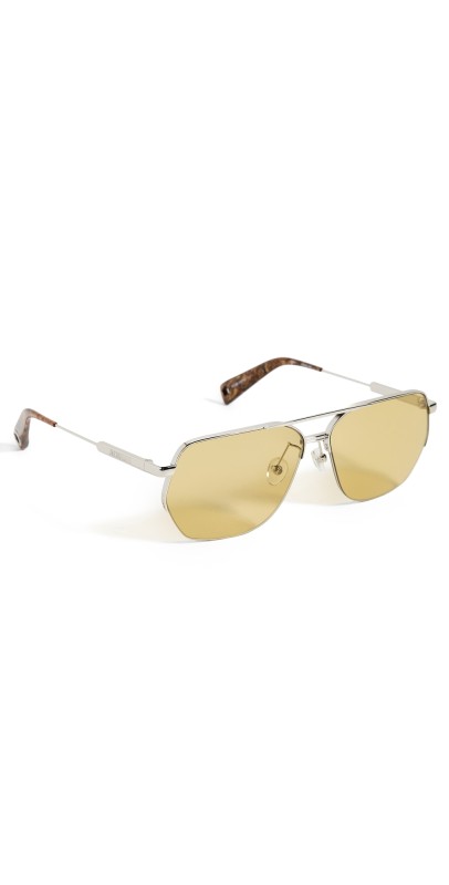 Jacquemus Aviador Sunglasses Silver/Wood Effect/Yellow