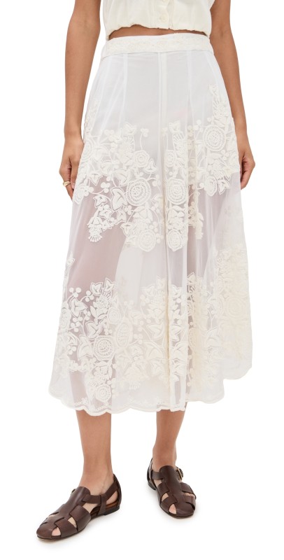 Sea Arielle Lace Flared Pants Cream