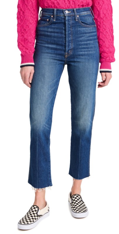 MOTHER Ultra High Waisted Frisky Flood Fray Jeans Bad Reputation
