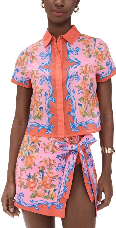 FARM Rio Sicily Shirt Sicily Flowers Orange
