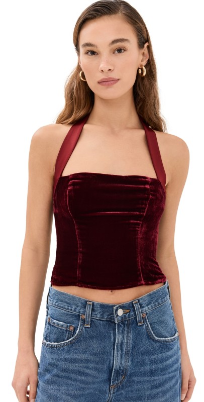 Reformation Malika Velvet Top Chianti