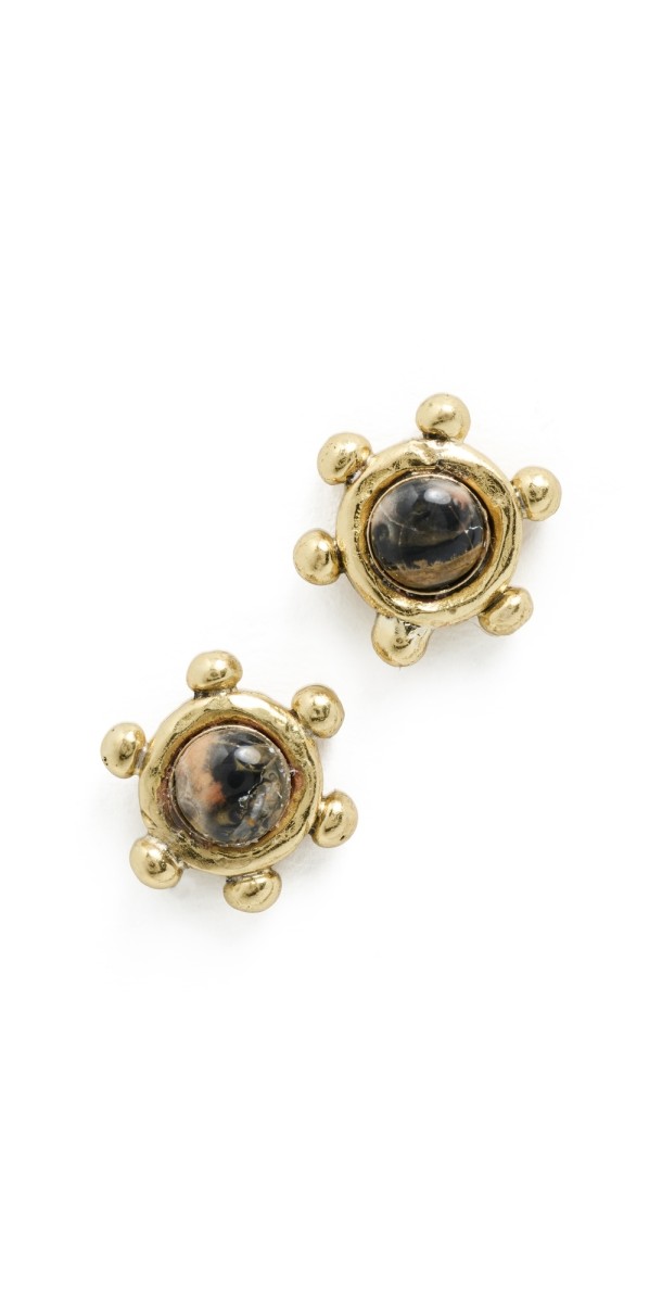 Ulla Johnson Hana Spotted Jasper Granulated Stud Earrings Jasper