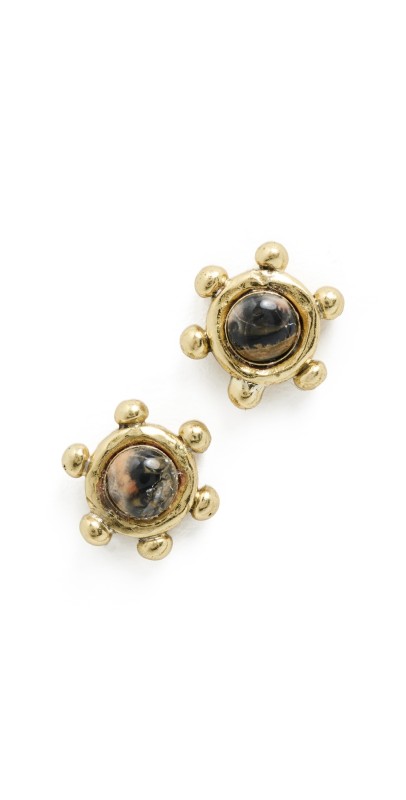 Ulla Johnson Hana Spotted Jasper Granulated Stud Earrings Jasper